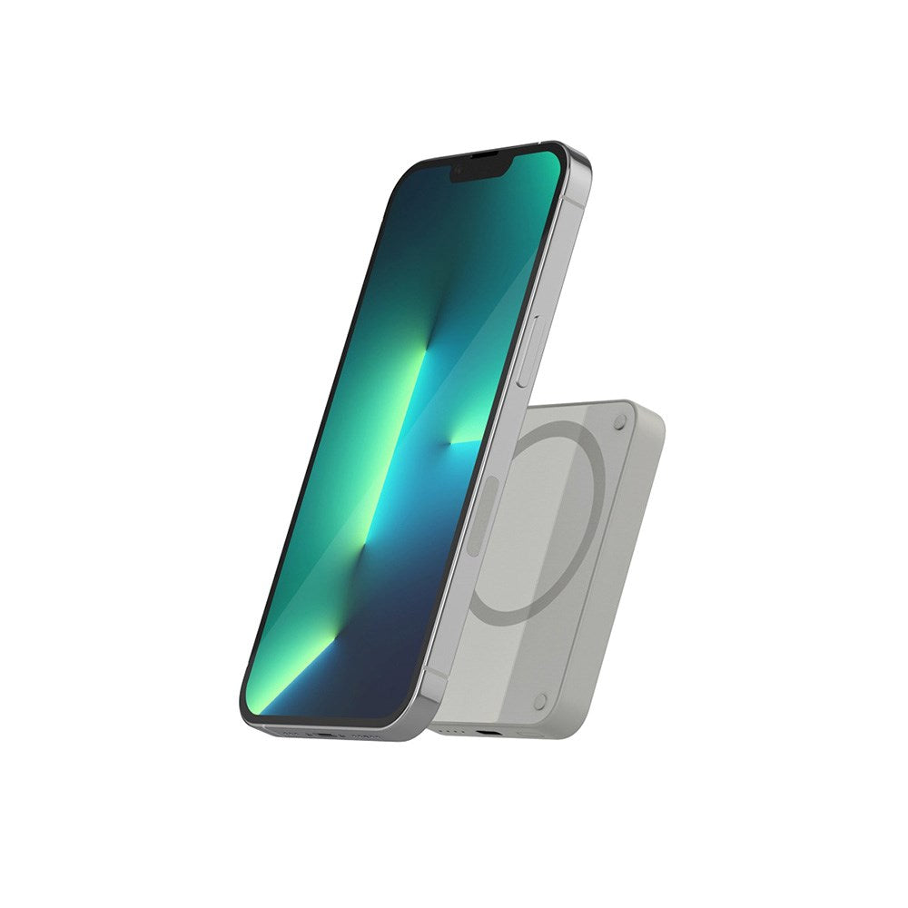 Epico 15W Trådløs Magnetisk Powerbank 4.200 mAh m. USB-C & Lightning Kabel - MagSafe Kompatibel - Grå