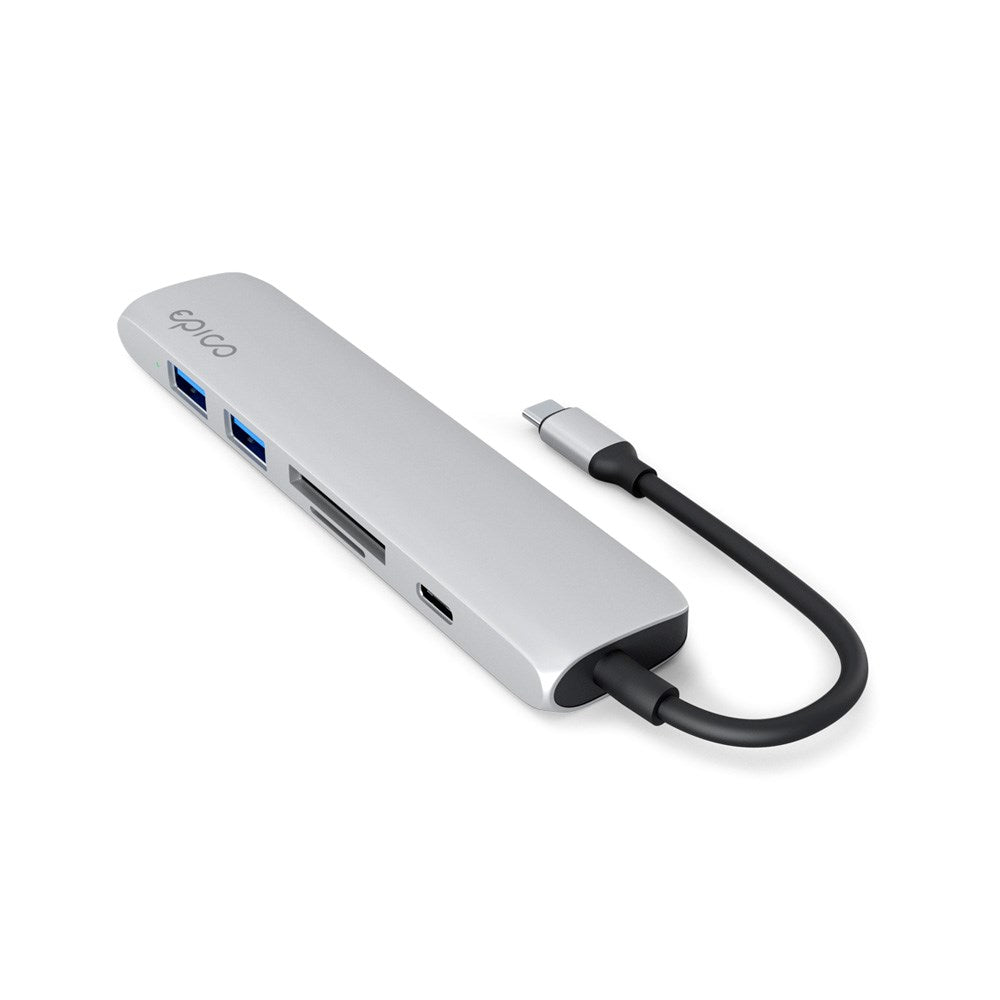 Epico 6-i-en Aluminium 8K USB-C Adapater - Silver
