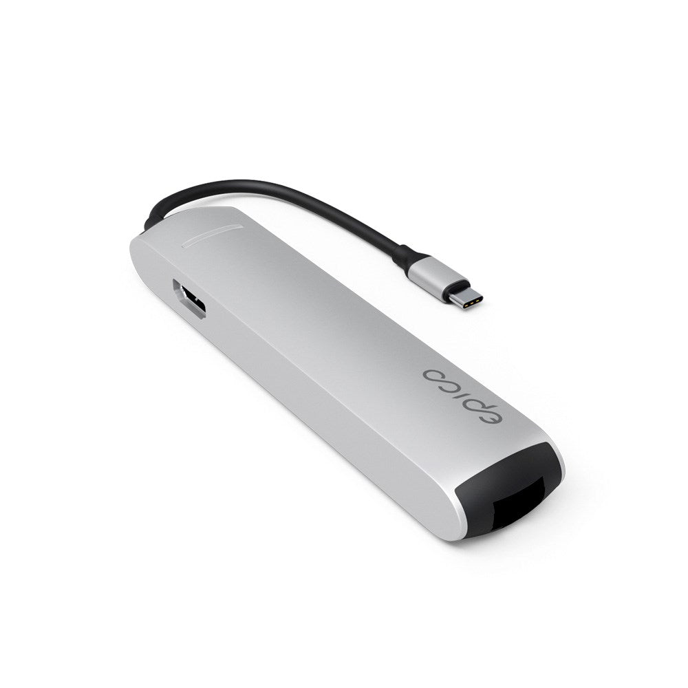 Epico 6-i-en Slim 8K USB-C Adapater - Sølv