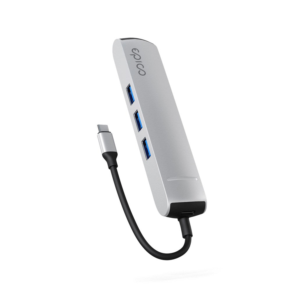 Epico 6-i-en Slim 8K USB-C Adapater - Sølv