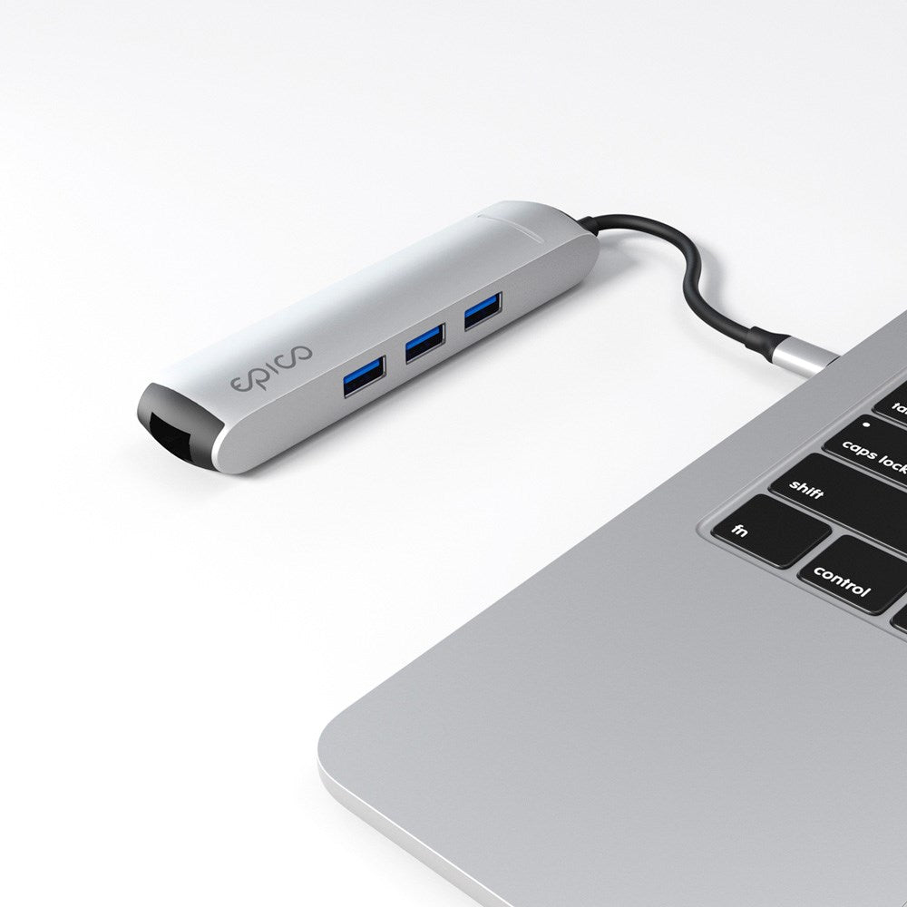Epico 6-i-en Slim 8K USB-C Adapater - Sølv