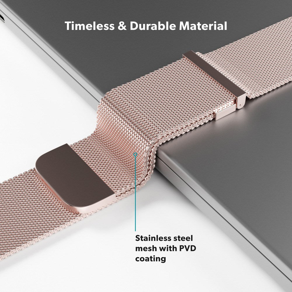 Apple Watch (42/44/SE/45/46/49mm) Epico Milanese+ (Plus) Rem i Rustfri Stål - Rose Gold