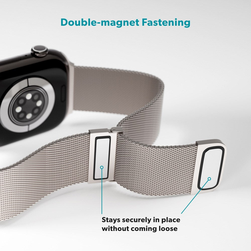 Apple Watch (38/40/SE/41/42mm) Epico Milanese+ (Plus) Rem i Rustfri Stål - Starlight