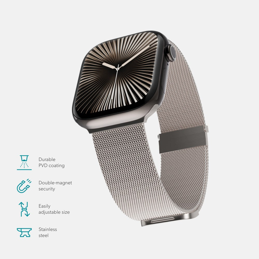 Apple Watch (38/40/SE/41/42mm) Epico Milanese+ (Plus) Rem i Rustfri Stål - Starlight - (DEMO)