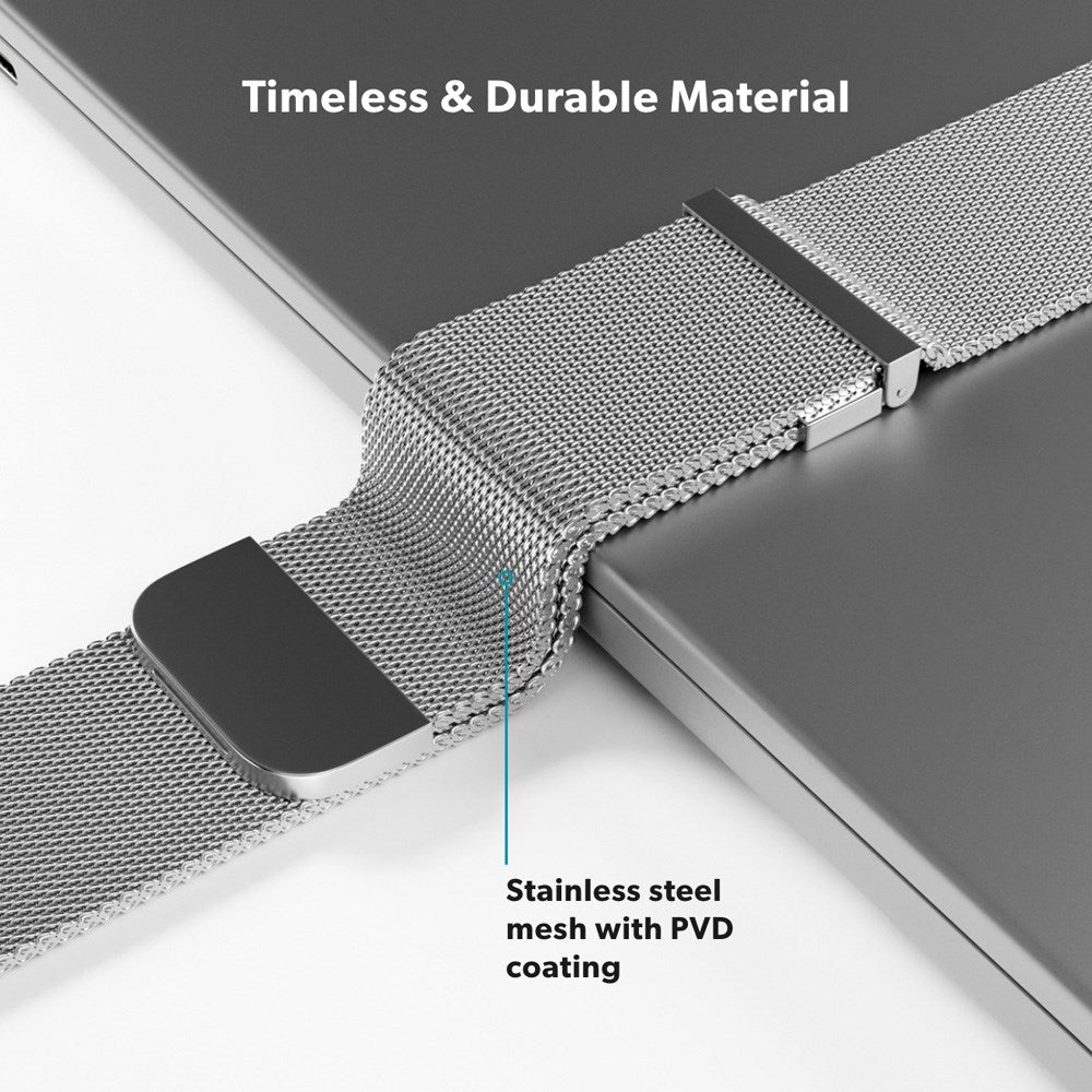 Apple Watch (38/40/SE/41/42mm) Epico Milanese+ (Plus) Rem i Rustfri Stål - Silver