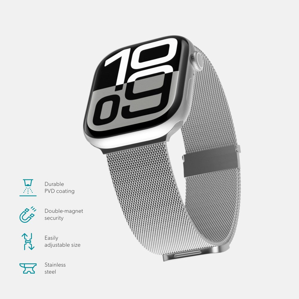 Apple Watch (38/40/SE/41/42mm) Epico Milanese+ (Plus) Rem i Rustfri Stål - Silver