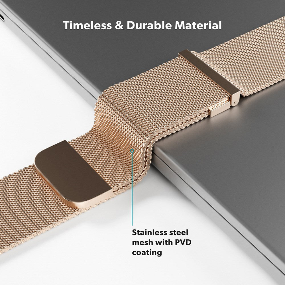 Apple Watch (42/44/SE/45/46/49mm) Epico Milanese+ (Plus) Rem i Rustfri Stål - Gold