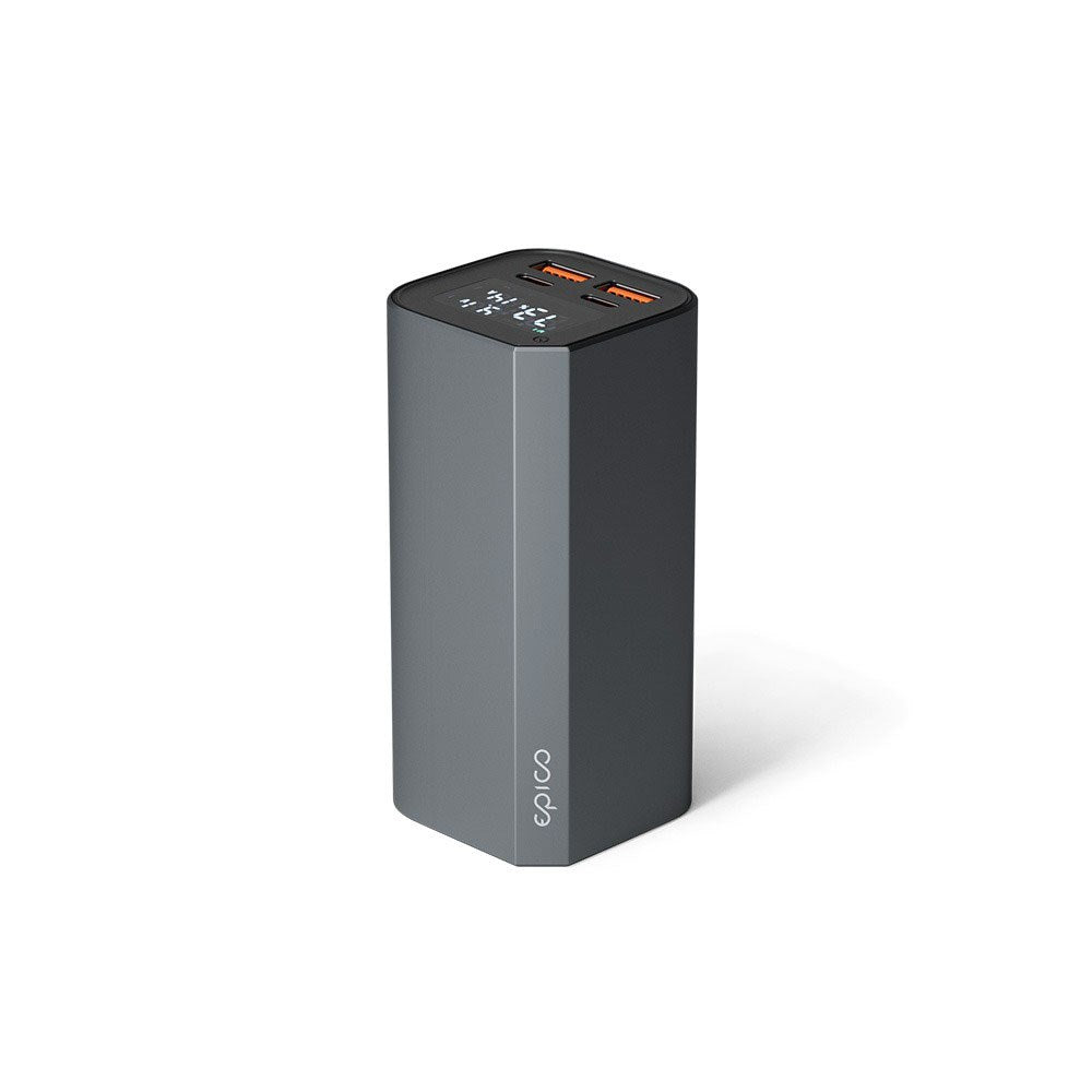 Epico Aluminium Powerbank m. 100W - 20.000 mAh - 2 x USB-A - 2 x USB-C - Grå