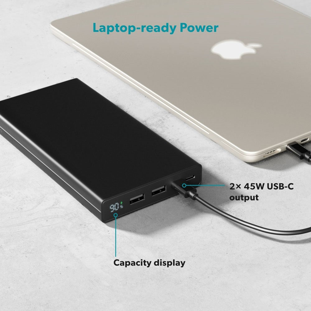 Epico 4-i-1 Power Bank 45W 30.000 mAh - 2 x USB-A Stik - 2 x USB-C Stik - 1 x USB-C Kabel - Sort