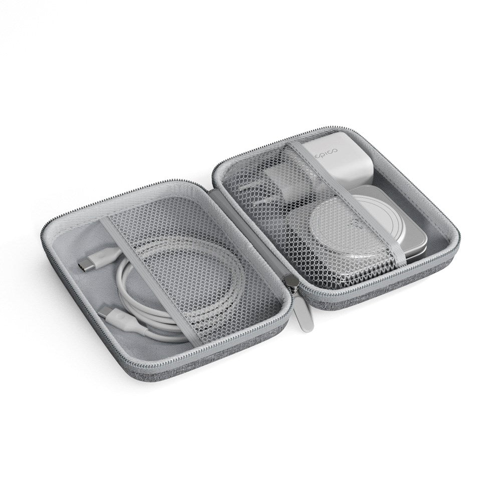 3-i-1 Trådløs Oplader - Epico UltraBase Qi2 Fold Alu Mag+ - MagSafe Kompatibel - Hvid