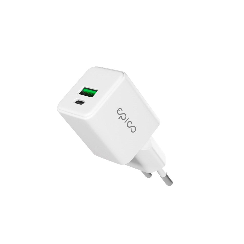 Epico UltraBoost GaN 20W Vægoplader m. 1x USB-C / 1x USB-A - Hvid