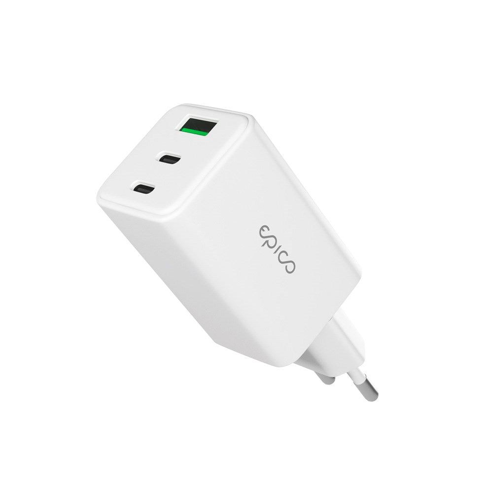 Epico UltraBoost GaN 65W Vægoplader m. 2x USB-C / 1x USB-A - Hvid