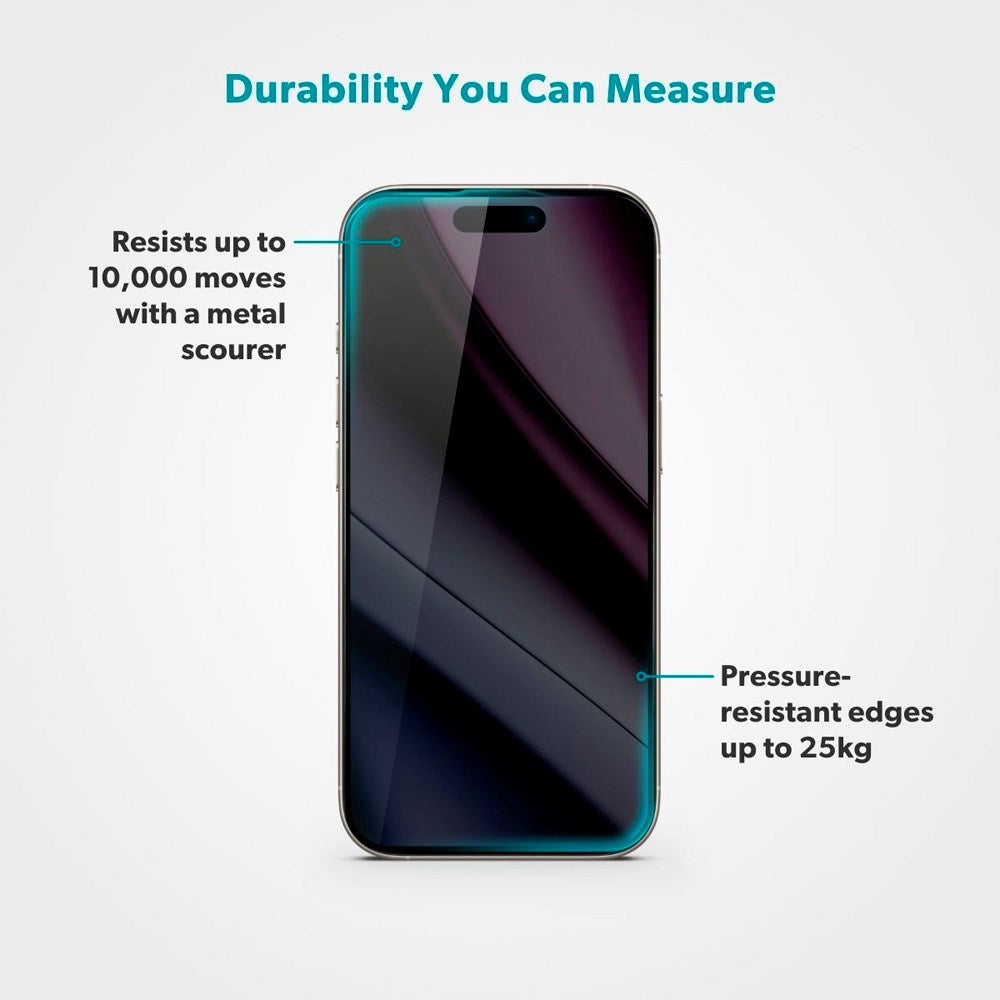 Epico - iPhone 17 Pro Max - Privacy Glass 3D Skærmbeskyttelsesglas m. Installationsramme - Gennemsigtig