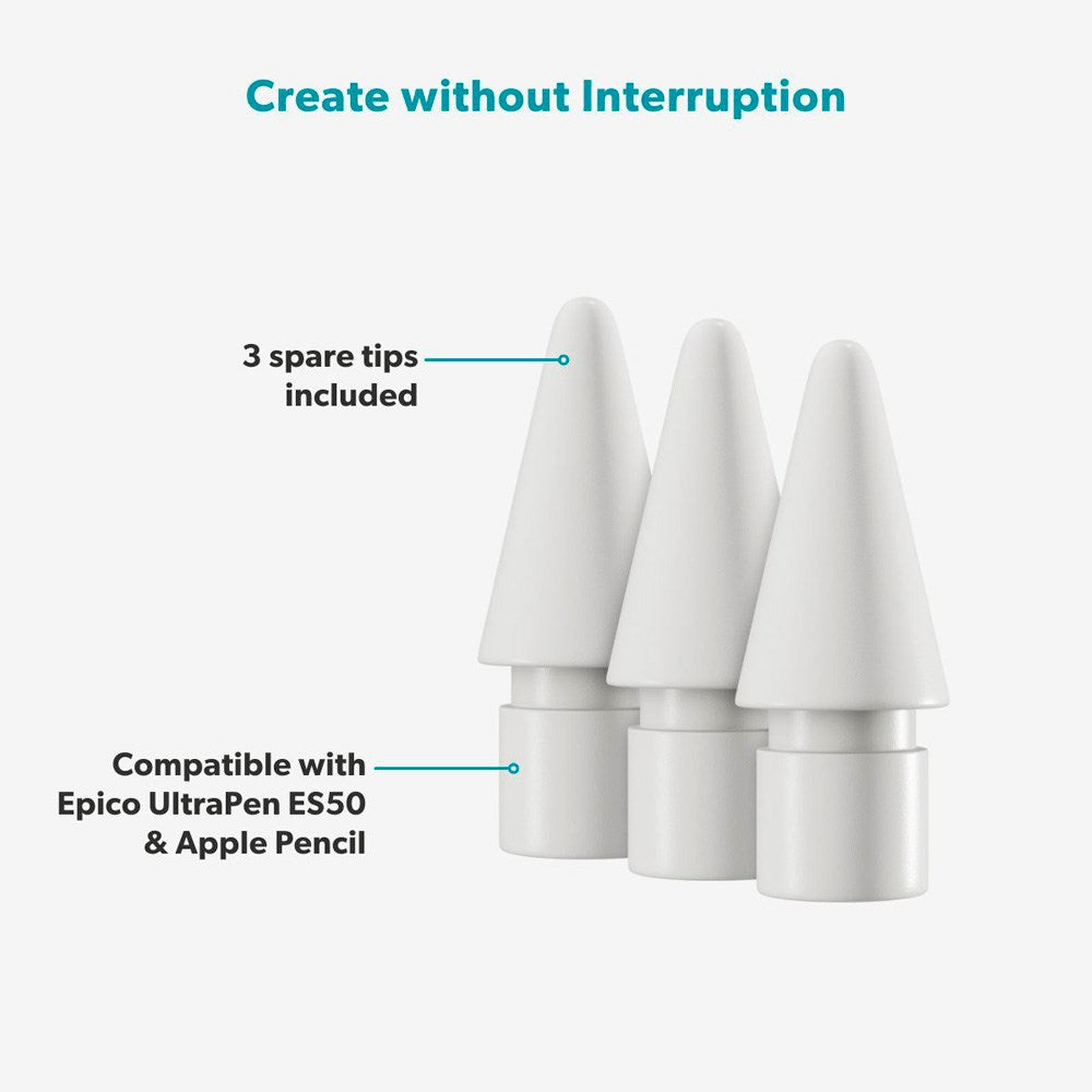 Epico - Spidser til UltraPen Stylus ES50 & Apple Pencil - Hvid