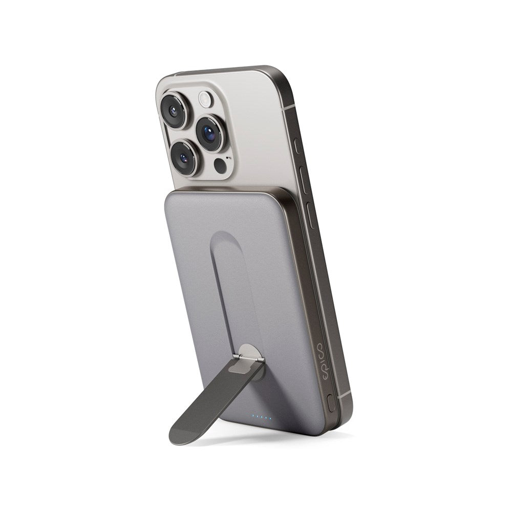 Epico UltraPack Qi2 Stand PowerBank - 5000 mAh - MagSafe Kompatibel - Titanium