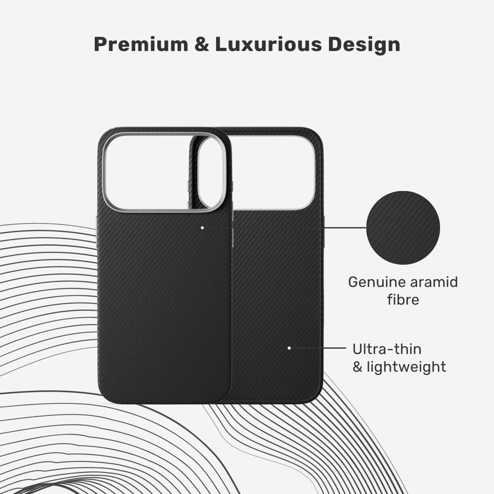 iPhone 17 Pro Max Epico UNUM FlexAramid Mag+ Bagside Cover - MagSafe Kompatibel - Sort