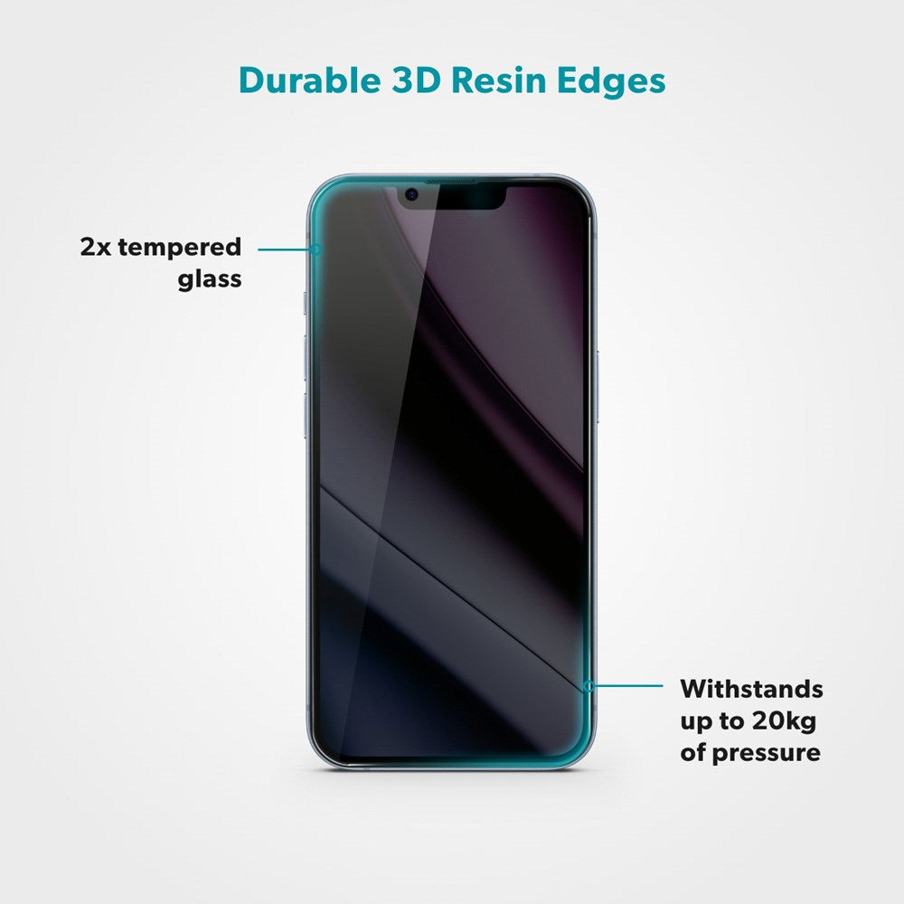Epico - iPhone 15 Pro - Privacy Glass 3D Skærmbeskyttelsesglas m. Installationsramme - Gennemsigtig