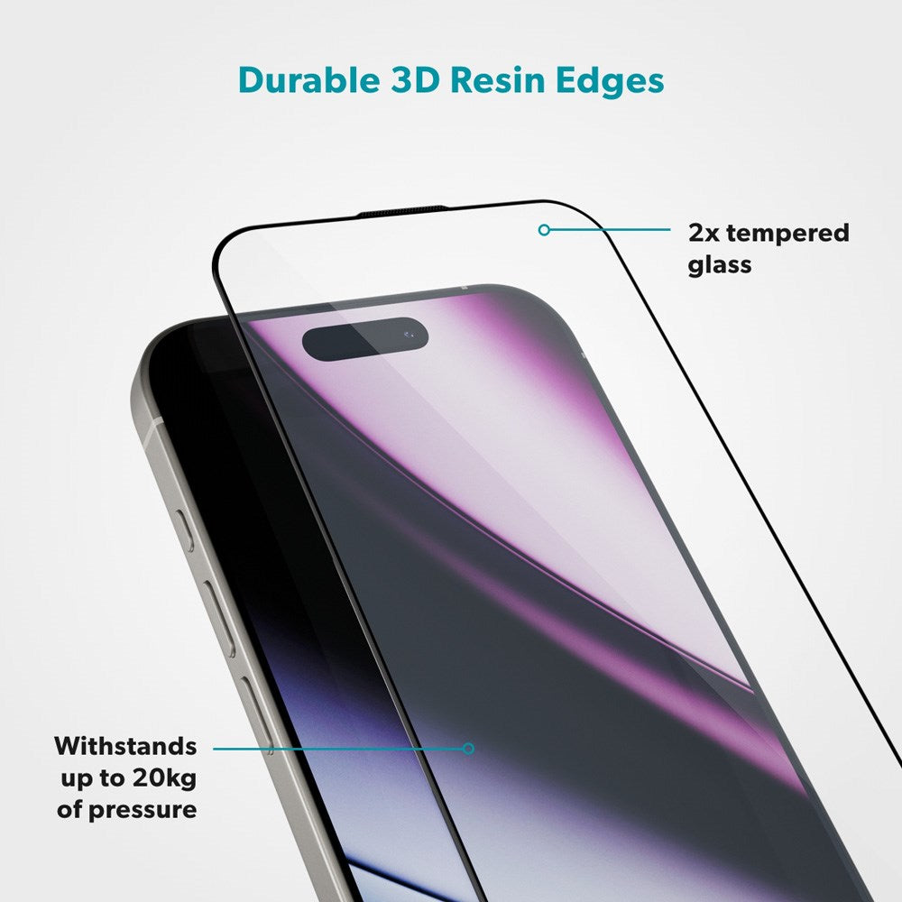 Epico - iPhone 15 Pro - Hero Glass 3D Skærmbeskyttelsesglas - Gennemsigtig
