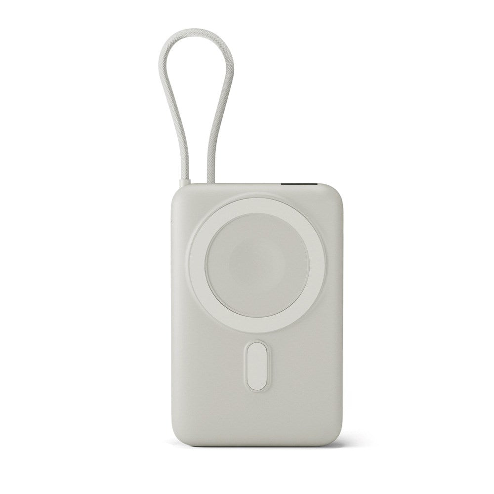 Epico UltraPack 22,5W Powerbank 10.000mAh m. Indbygget Udtrækkeligt USB-C Kabel - MagSafe / Qi2 Kompatibel - Grå