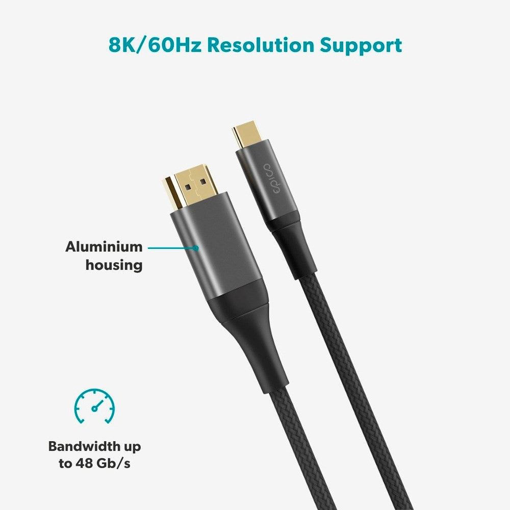Epico UltraLink 2m HDMI til USB-C Kabel - 8K / 60Hz - Space Grey