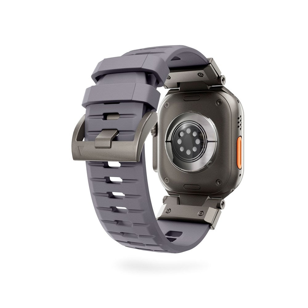Apple Watch (42/44/SE/45/46/49) Epico Rubber Pro Urrem m. Metalspænde - Grå