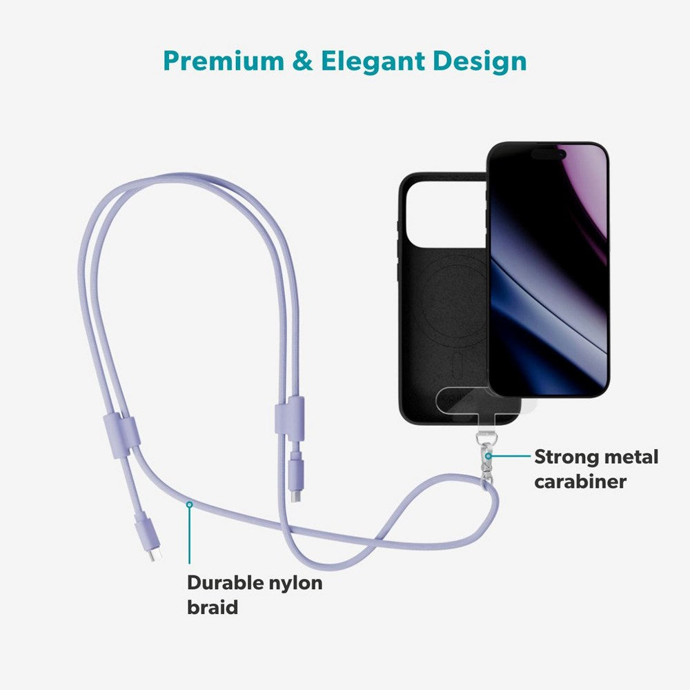 Epico Mobilstrop m. Integreret 60W USB-C til USB-C Kabel - Lilla
