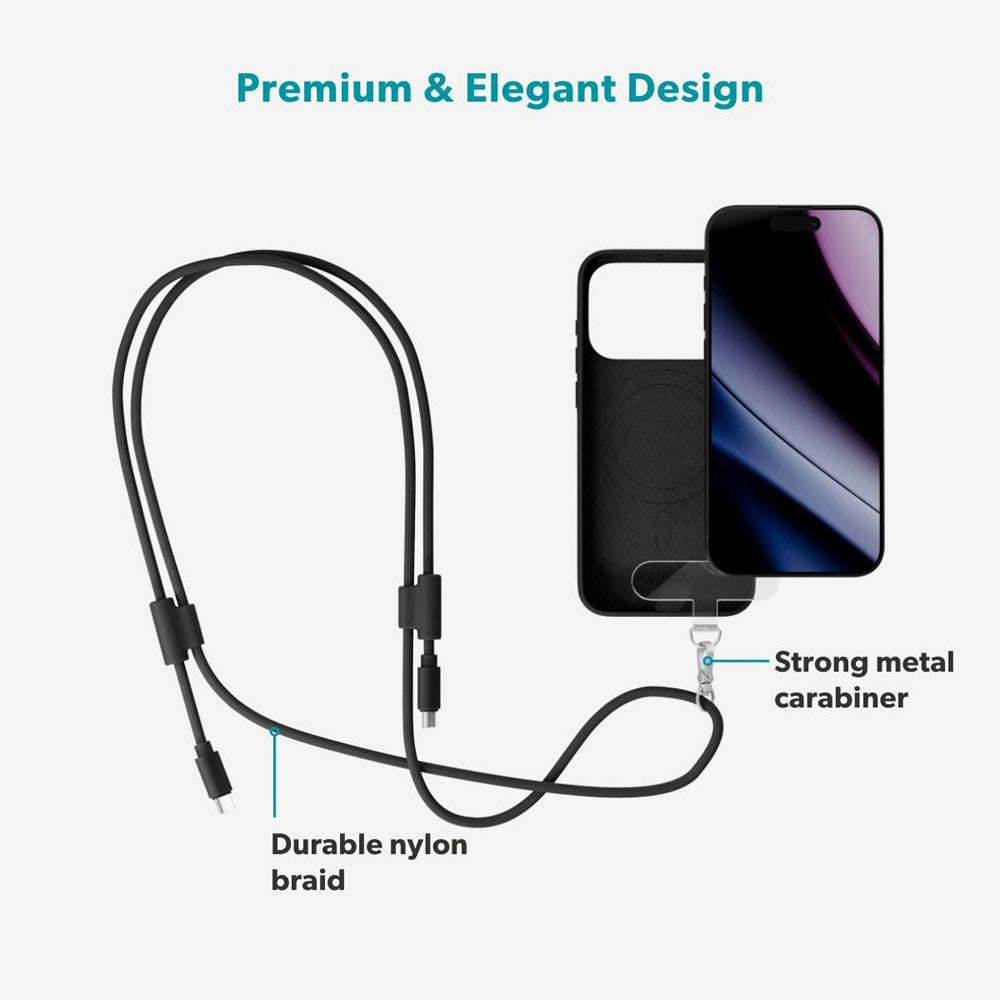 Epico Mobilstrop m. Integreret 60W USB-C til USB-C Kabel - Sort