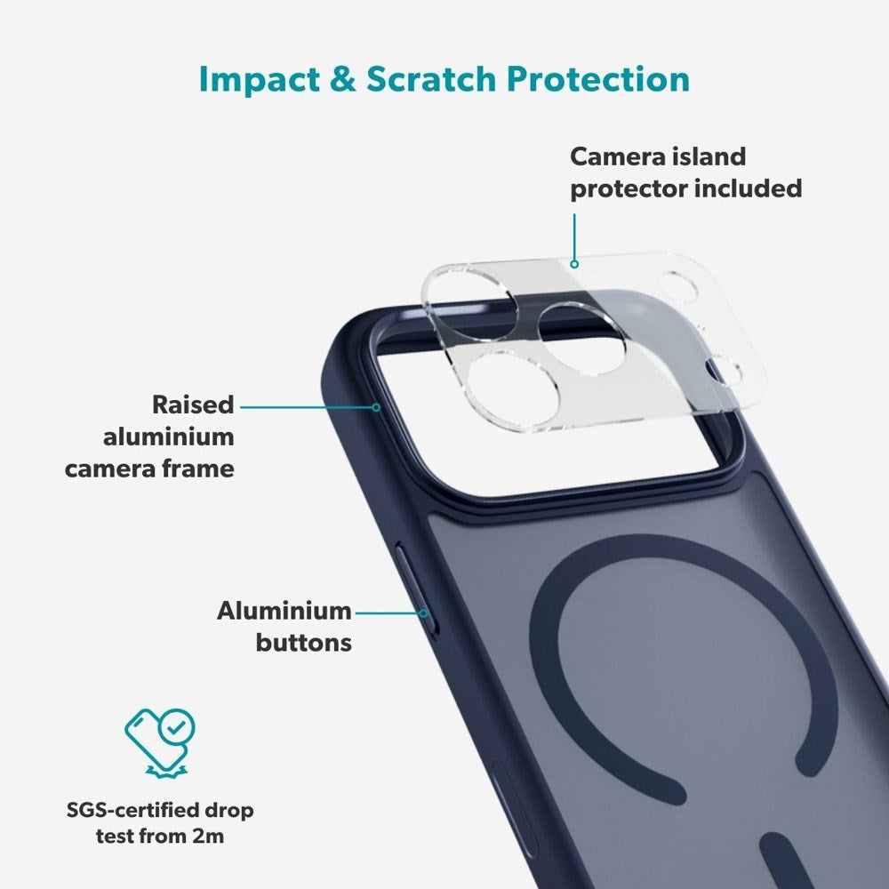 Epico iPhone 17 Pro HeroMatte Pro Mag+ Cover inkl. Kamerabeskyttelse - MagSafe Kompatibel - Blå