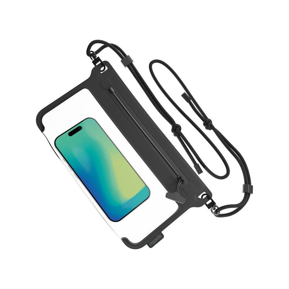 Spello Vandtæt Universal Etui m. Crossbody Strop - Maks. 8.5" - Sort / Gennemsigtig