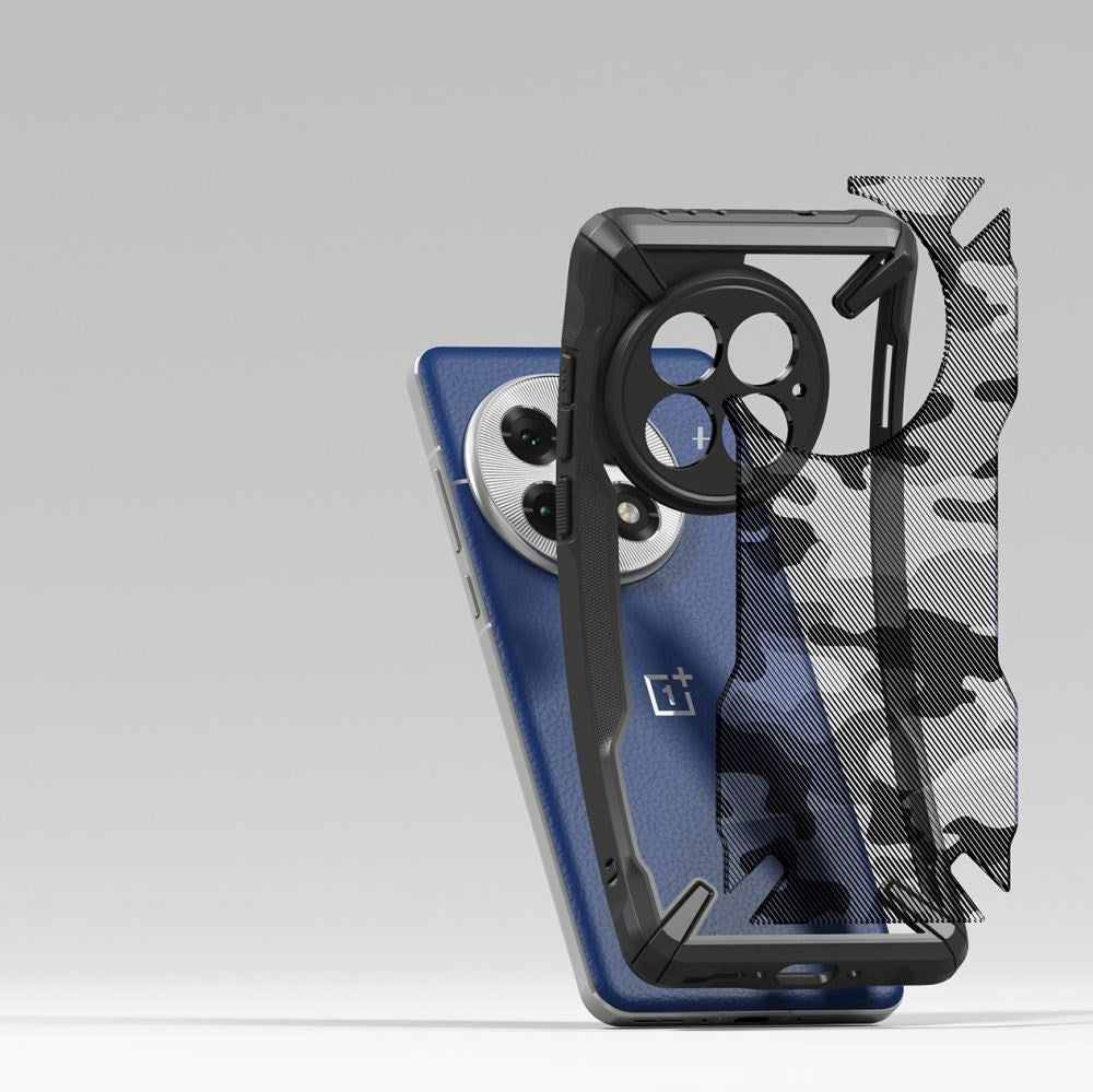 OnePlus 13 Ringke Fusion X Bagside Cover - Sort / Camouflage