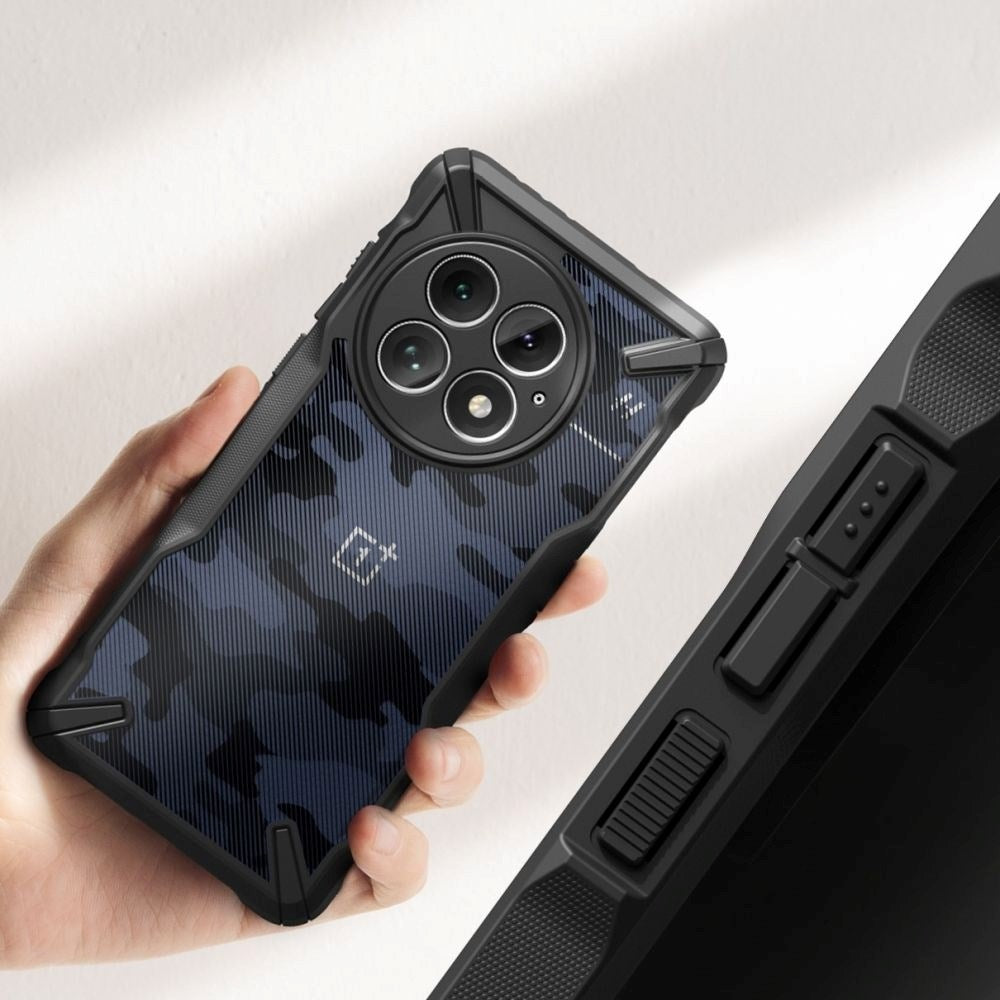 OnePlus 13 Ringke Fusion X Bagside Cover - Sort / Camouflage