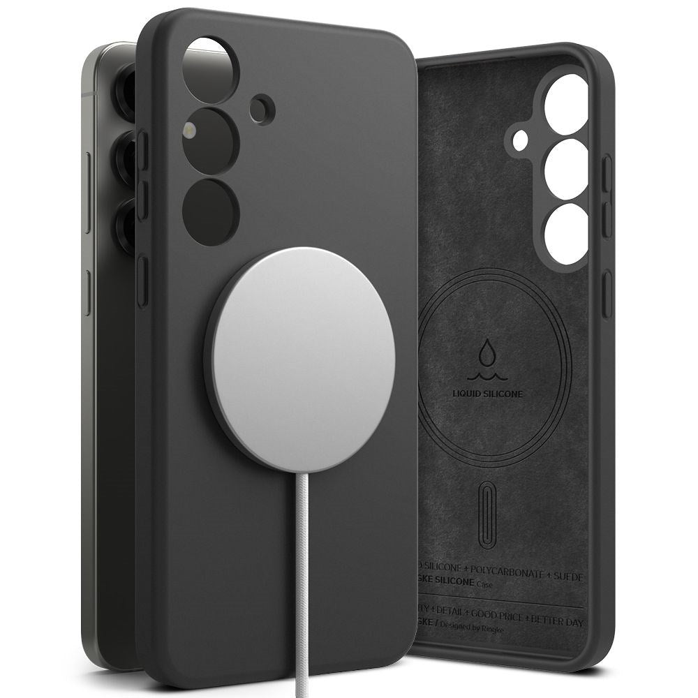 Ringke Samsung Galaxy S25 Magnetisk Silikonecover med MagSafe - Sort