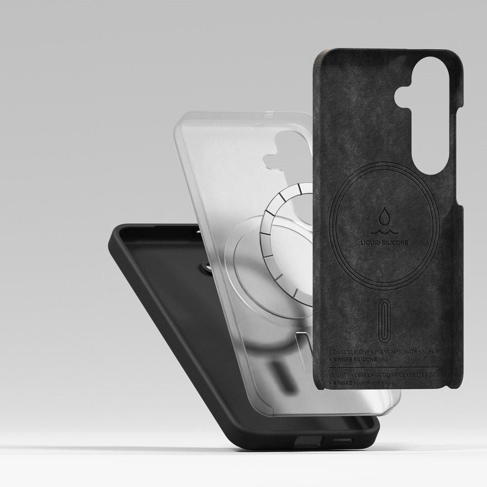 Ringke Samsung Galaxy S25 Magnetisk Silikonecover med MagSafe - Sort