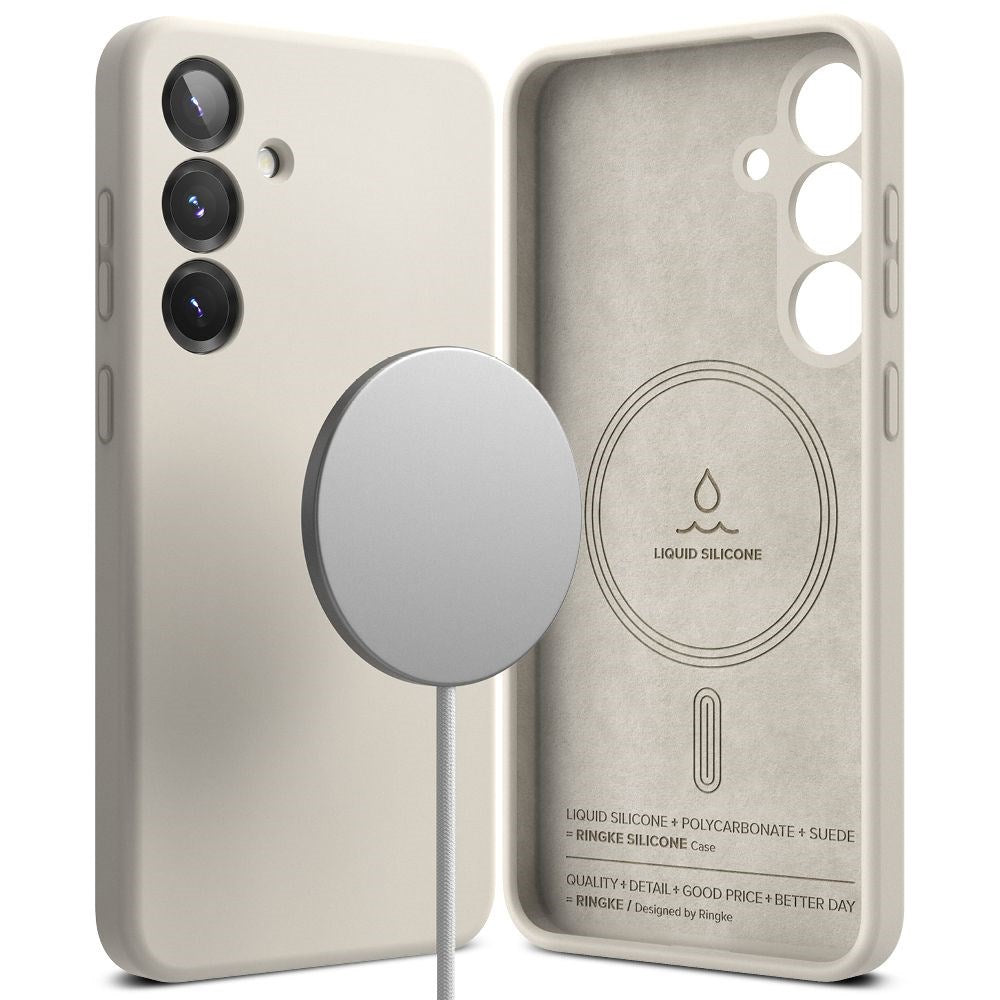 Ringke Samsung Galaxy S25+ (Plus) Magnetisk Silikonecover med MagSafe - Greige