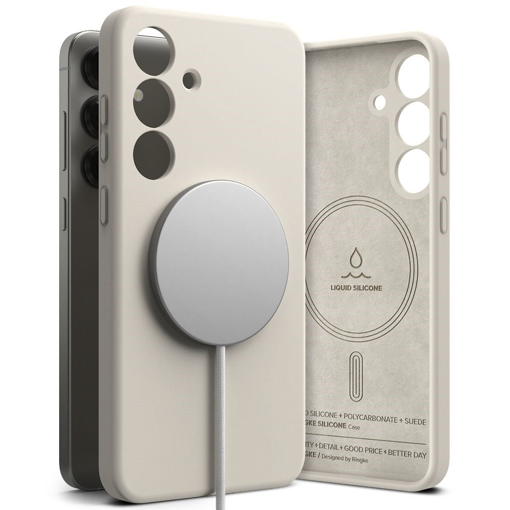 Ringke Samsung Galaxy S25+ (Plus) Magnetisk Silikonecover med MagSafe - Greige