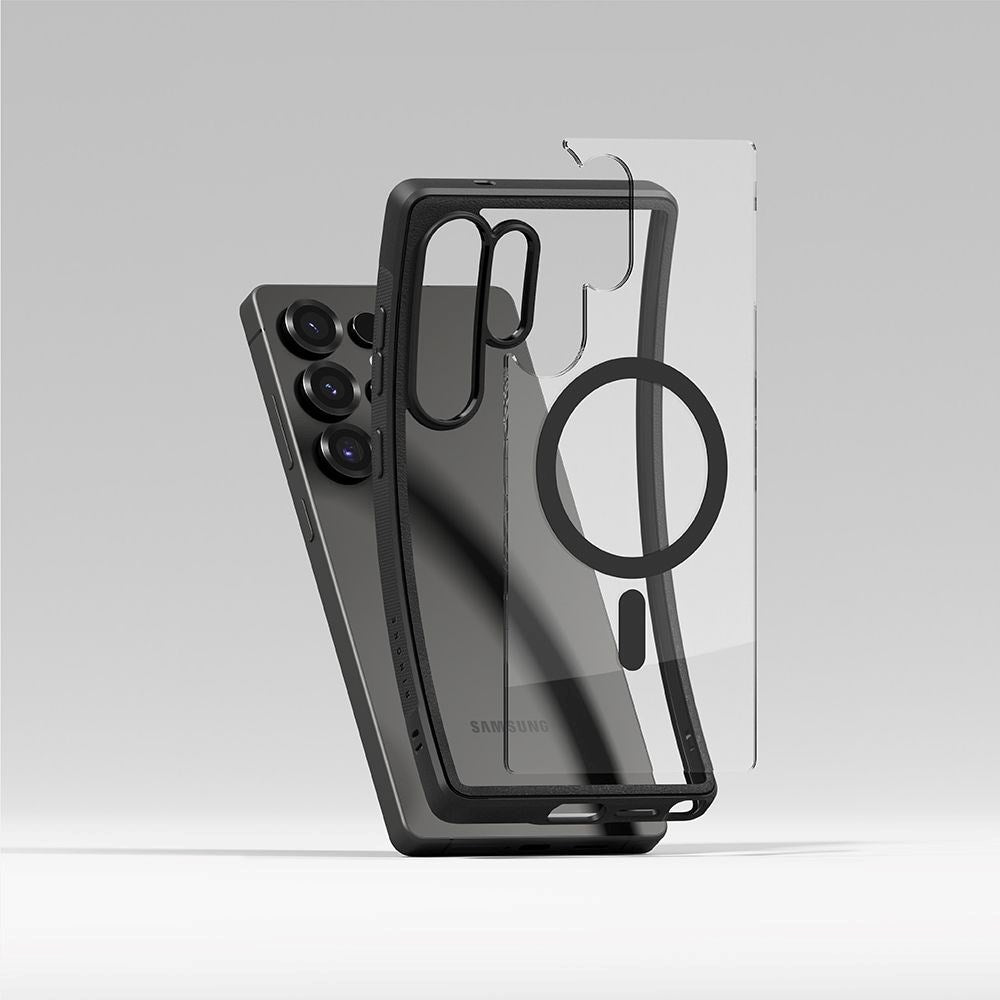 Ringke Fusion Bold Samsung Galaxy S25 Ultra Hybrid Cover - MagSafe Kompatibel - Gennemsigtig / Sort