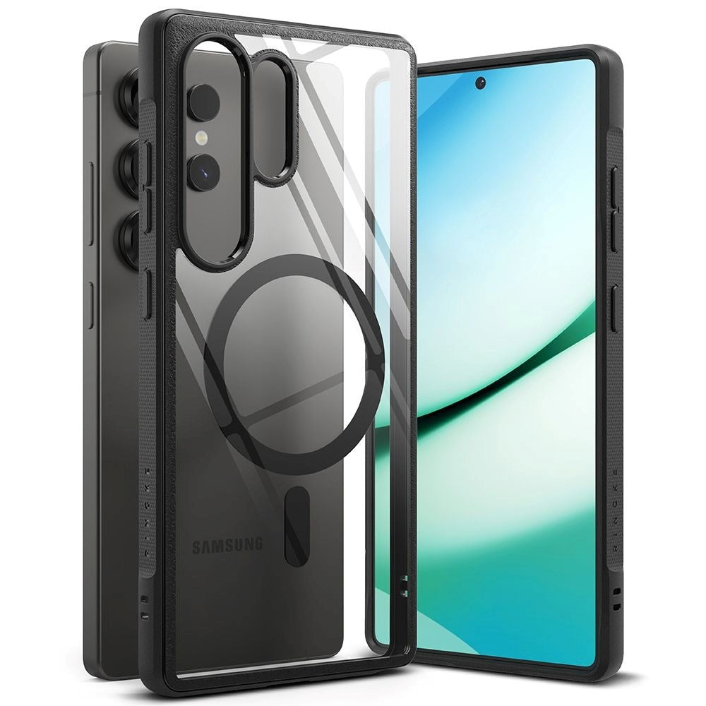 Ringke Fusion Bold Samsung Galaxy S25 Ultra Hybrid Cover - MagSafe Kompatibel - Gennemsigtig / Sort