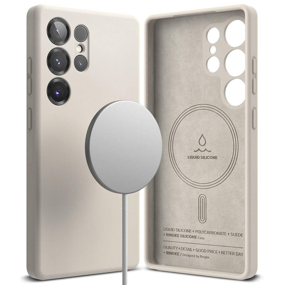 Ringke Samsung Galaxy S25 Ultra Magnetisk Silikonecover med MagSafe - Greige