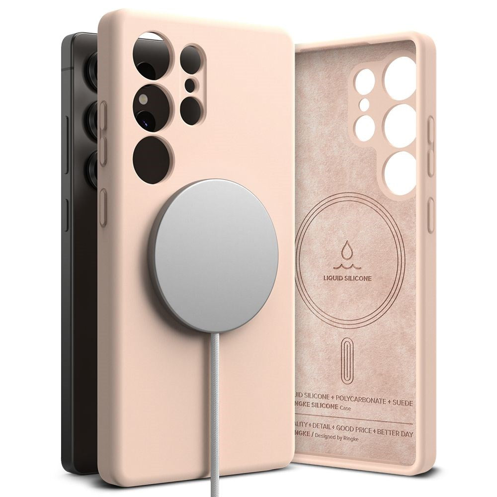 Ringke Samsung Galaxy S25 Ultra Magnetisk Silikonecover med MagSafe - Lyserød
