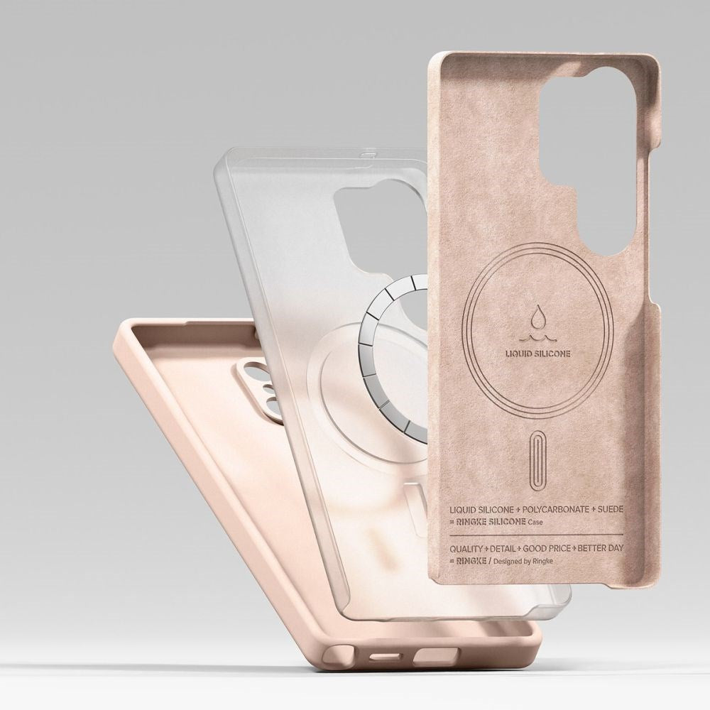 Ringke Samsung Galaxy S25 Ultra Magnetisk Silikonecover med MagSafe - Lyserød