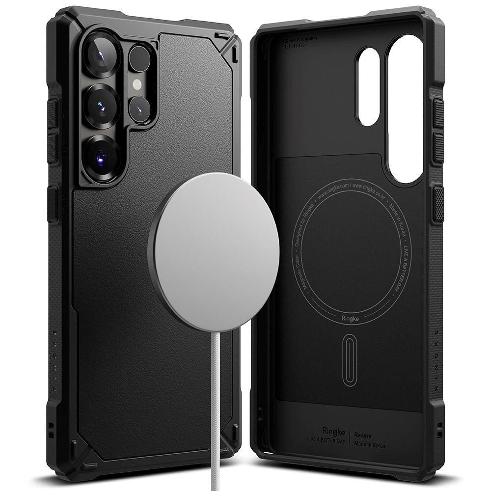 Ringke Rugged Gear Plastik Cover - Samsung Galaxy S25 Ultra - MagSafe Kompatibel - Sort