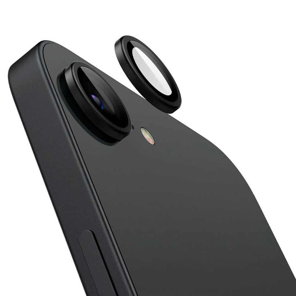 iPhone 16e Spigen EZ Fit. tR Optik Pro Kameralinse Beskyttelse - 2 Stk. - Gennemsigtig / Sort
