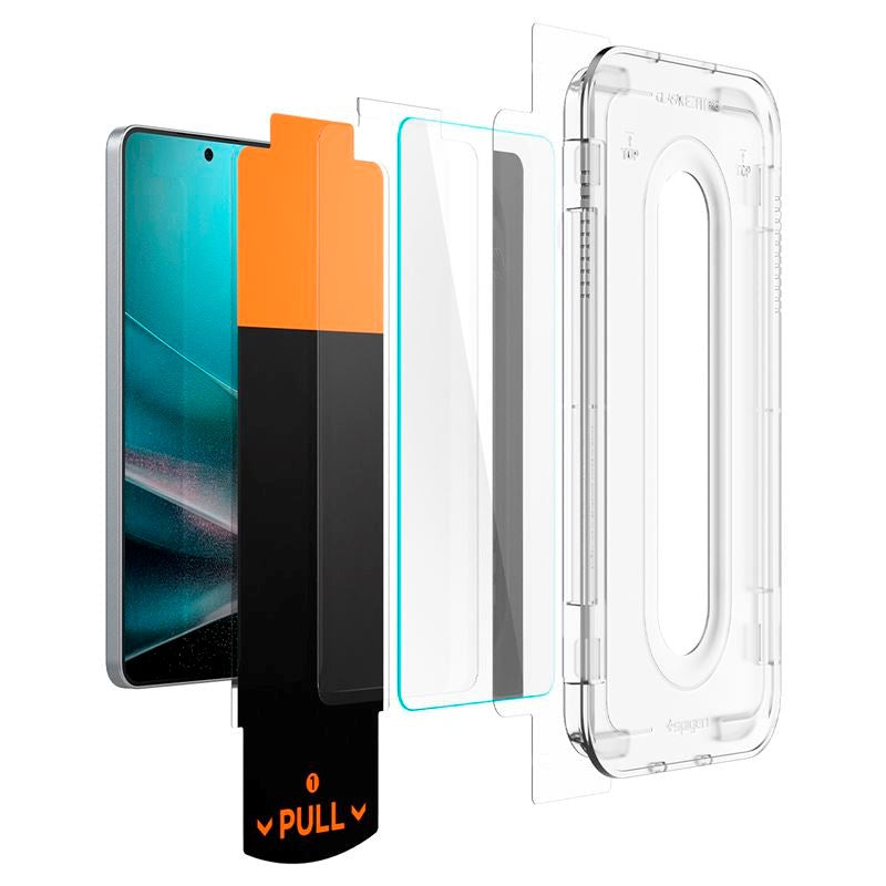 Spigen EZ Fit Glas tR Skærmbeskyttelse - Samsung Galaxy S25 Edge - Case Friendly - Gennemsigtig
