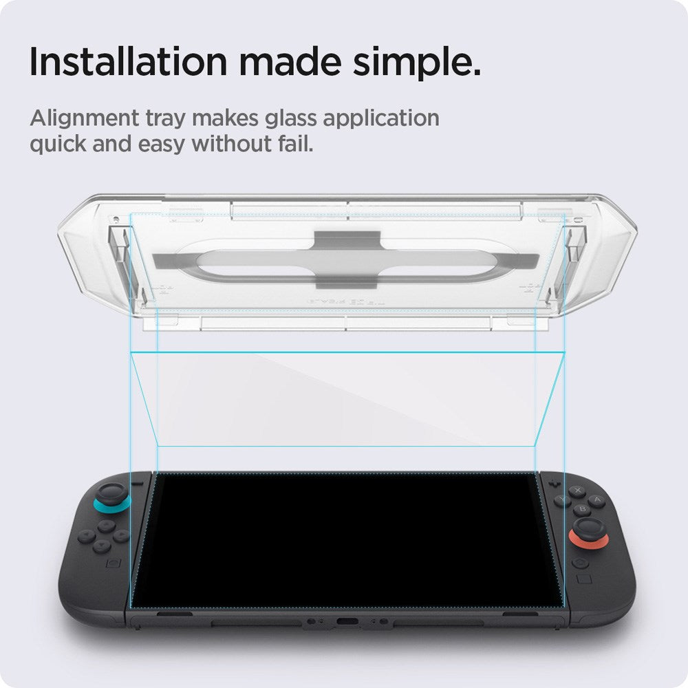 Spigen Nintendo Switch 2 Glass tR EZ Fit Skærmglas - Installationsramme - 2 stk - Gennemsigtig