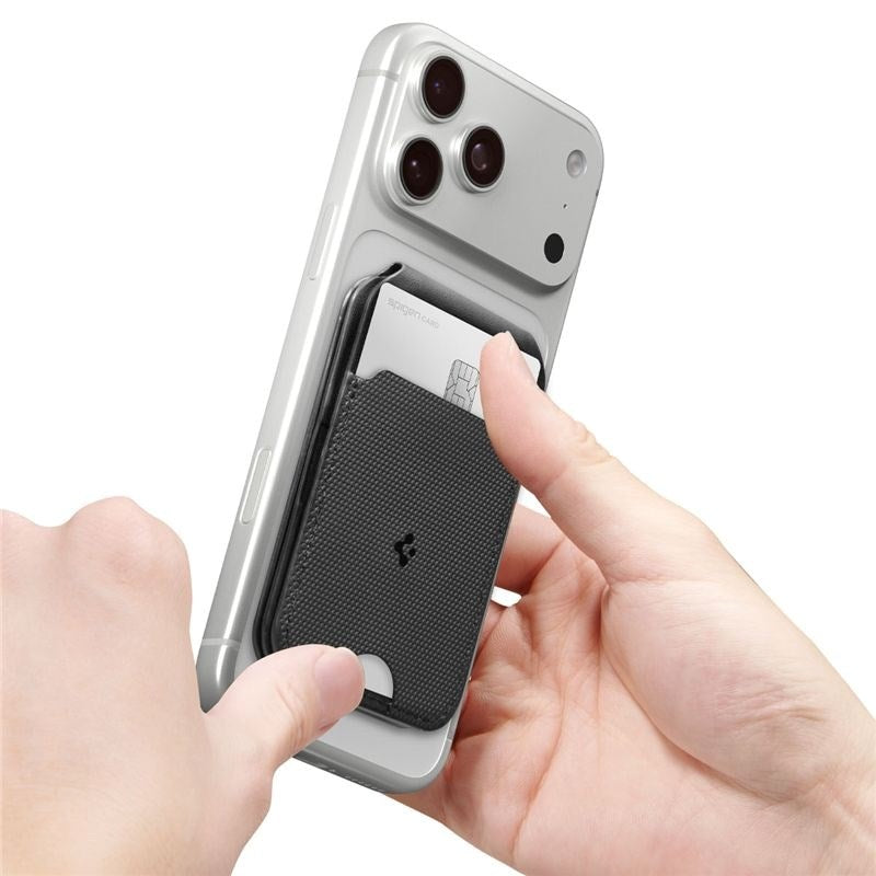 Spigen Slim Fold Kortholder - 3 Kort - Ståfunktion - MagSafe Kompatibel - Sort