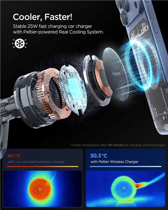 Spigen Essential Mobilholder til Bil til Ventilationsanlæg med Trådløs Opladning - Sort