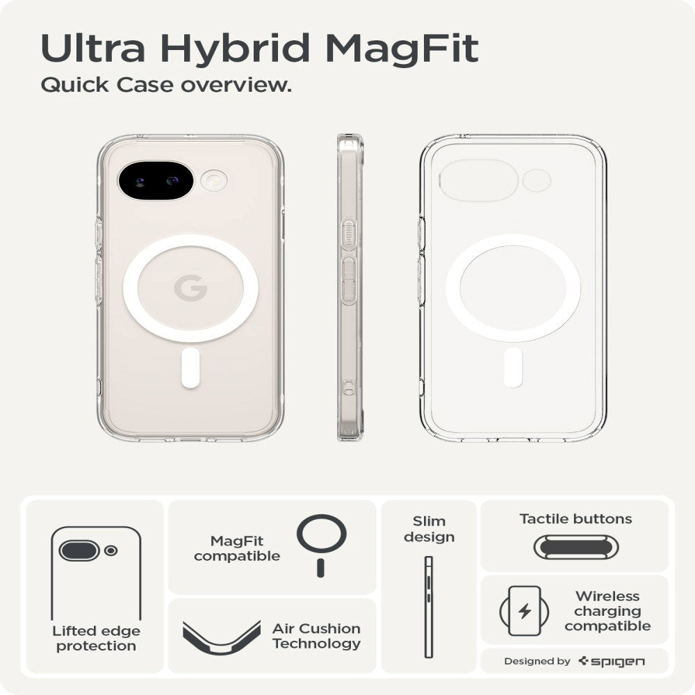 Google Pixel 10a Spigen Ultra Hybrid Bagside Cover - MagSafe Kompatibel - Gennemsigtig