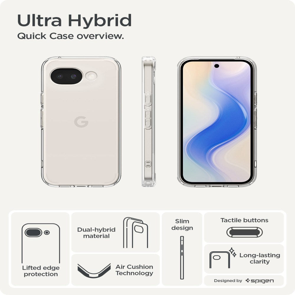 Google Pixel 10a Spigen Ultra Hybrid Bagside Cover - Gennemsigtig