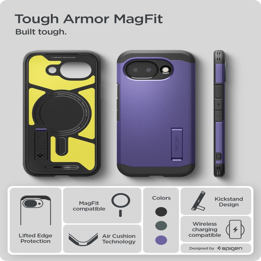 Google Pixel 10a Spigen Tough Armor Hybrid Bagside Cover - MagSafe Kompatibel - Lilla