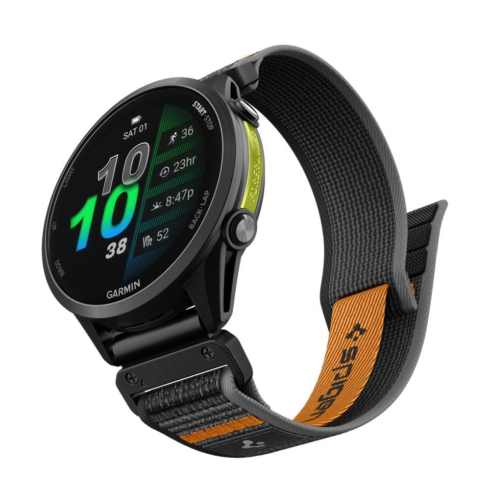 Universal Garmin 22mm QuickFit Spigen Athlex Air Nylon Urrem - Sort / Orange